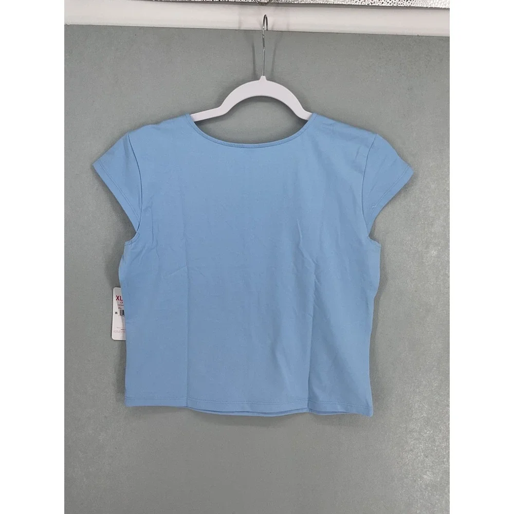 Justice Girls Seamless Top Cap Sleeve Square Neck Sail Blue XL Plus 16P 18P